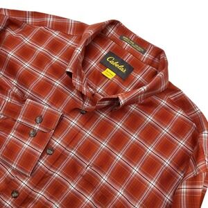 Cabela's‎ Mens XLT Tall Burnt Orange Plaid Button Down Long Sleeve Shirt
